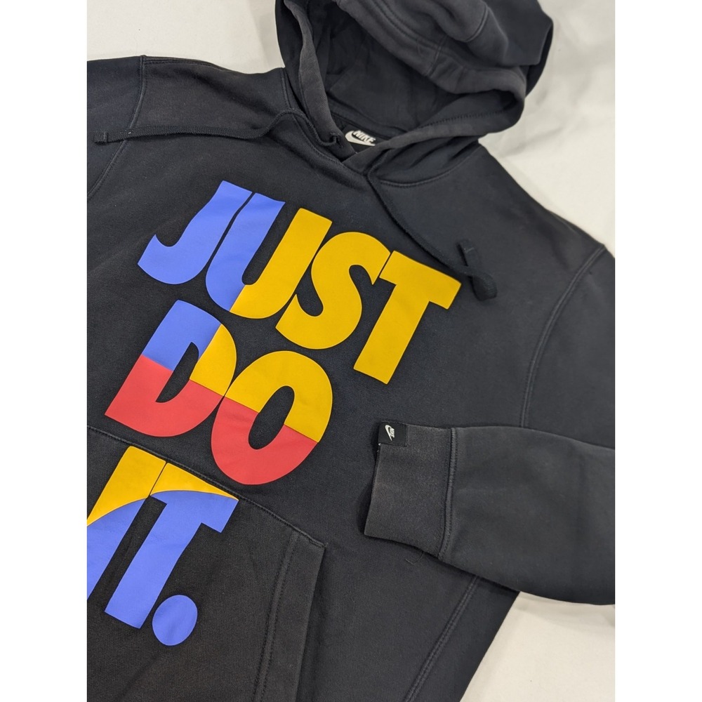 Nike Just Do It Pullover Hoodie Black Mens Size Medium Multicolor